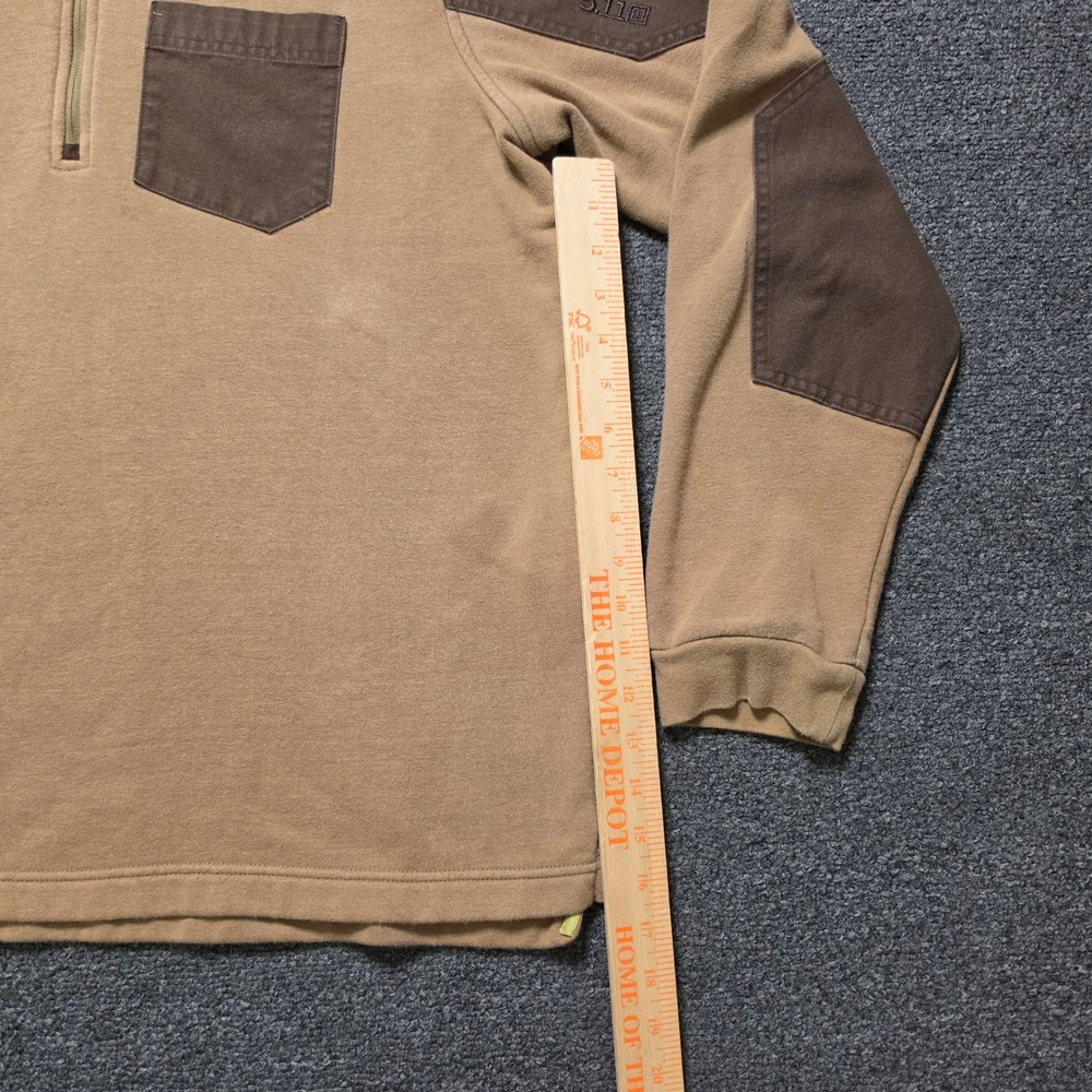 5.11 Tactical Radar Fleece Pullover Tan Mens Large 1/4 Zip Reinforced Elbows - Picture 2 of 8
